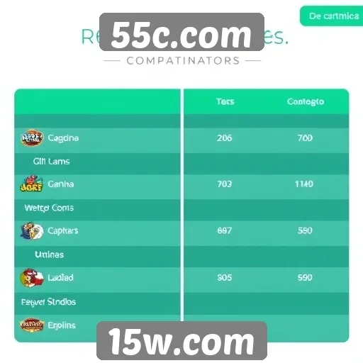 Comparativo de jogos disponíveis na plataforma 55c.com